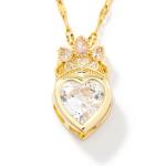Titanium Steel Crown Love Necklace – Sparkling Rhinestone Design, Simple and Elegant Wedding Pendant for Ladies.