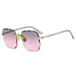 Stylish Square Rimless Sunglasses – Fashionable gradient mirror lenses for a chic, frameless look. Designer sunglasses for women.