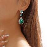 Korean Green Crystal Drop Earrings