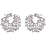Korean Silver Big Pearl Hoop Earrings – Exquisite Vintage C-Shape, Irregular Semicircular Design for Women.