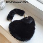 Faux Fur Heart-Shaped Handbag – Fluffy Plush Chain Shoulder Bag for Women
