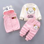 "Baby Boys & Girls 3PCS Fleece Hoodie Set – Warm Toddler Outerwear with Tops & Pants"