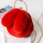 Cute Winter Faux Fur Crossbody Bag – Plush Rabbit Ear Shoulder Bag for Women