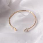 Charm Bracelet Bangles, Love Heart-Shaped Crystal, Double Opening, Fashion Bijoux, Wholesale Accessories.