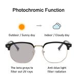 XJiea 2024 Photochromic Anti-Blue Light Glasses – Stylish Semi-Rimless Eyewear for Men and Women, Ideal for Office & Computer Use!