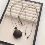 "ATS Cute Brown & Black Wood Flagon Pendant Necklace