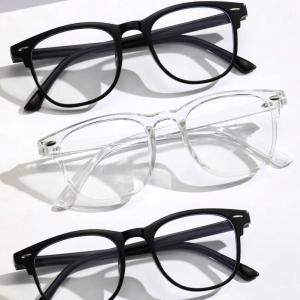 2PCS Unisex Square Anti-Blue Light Glasses – Trendy Plastic Frame, Clear Lenses for Back to School