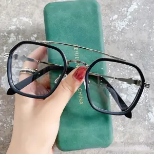 "1PC Blue Light Blocking Glasses – High-End Black Square Frame for Men, Anti-Radiation Eyewear"