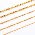 "Stainless Steel Square Snake Chain Necklace – Gold Color, 0.9-2.4mm, for Men & Women"