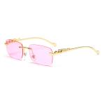 New Rimless Rectangle Leopard Head Sunglasses – Vintage Metal Frameless Tinted Shades for Men and Women.