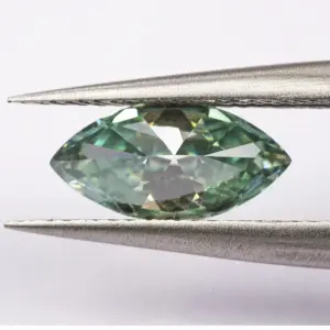 VVS1 Moissanite Beads: Natural blue-green marquise bead