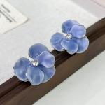 LATS Black Flower Stud Earrings feature a folded, multi-layer enamel design for a chic, floral look.
