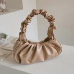 "Fashion Pleated Cloud Bag: PU leather, stylish armpit bag for shopping and casual use."