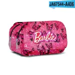MINISO Barbie 2D Printed Schoolbag, Double-layer Flip-top Pen Bag, Kids' Stationery Box, Christmas Gift.