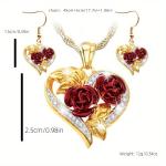 3pcs Elegant Rose Jewelry Set - Sparkling Rhinestones, Perfect for Birthdays, Anniversaries & Parties.