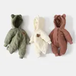 2024 Winter Baby Clothing Fur Lined Toddler Rompers, Cartoon Bear Infant Jumpsuit, Warm Thick Newborn Overalls.