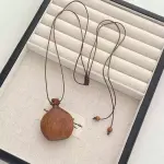 "ATS Cute Brown & Black Wood Flagon Pendant Necklace