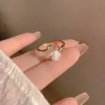 "New Trend Luxury Gold-Plated Stainless Steel Rose Ring for Women – Fashion Aesthetic Jewelry"