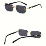1pc Rimless Rectangle Sunglasses – Stylish Square Shades for Men and Women, Perfect for Beach and Vacation.