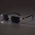 1pc Rimless Rectangle Sunglasses – Stylish Square Shades for Men and Women, Perfect for Beach and Vacation.