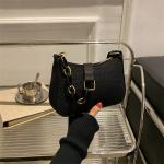 "Fashion Felt Shoulder Bag: Women's crescent saddle design, armpit handbag with advanced texture."