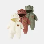 2024 Winter Baby Clothing Fur Lined Toddler Rompers, Cartoon Bear Infant Jumpsuit, Warm Thick Newborn Overalls.
