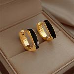 "France-Inspired Light Luxury Enamel Rhinestone Hoop Earrings