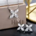 Moissanite Diamond 1CT/2CT Earrings & Pendant Necklace, 925 Silver, Bridal & Party Fine Jewelry.
