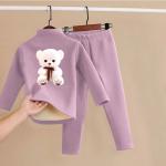 Children's Winter Fleece Cotton Pajama Set, Warm Casual Two-Piece for Kids.