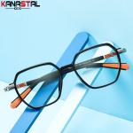 Kids Fashion Glasses, Blue Light Blocking, TR90 Metal Polygon Eyeglasses, Custom Myopia Frames.