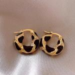 "France-Inspired Light Luxury Enamel Rhinestone Hoop Earrings