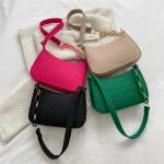 "Fashion Felt Shoulder Bag: Women's crescent saddle design, armpit handbag with advanced texture."