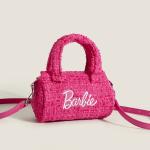 Fashion Pillow Barbie Bag, Kawaii Cylindrical Handbag, Pink & Black Women’s Gift.
