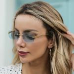 New Rimless Rectangle Leopard Head Sunglasses – Vintage Metal Frameless Tinted Shades for Men and Women.