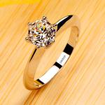 "Never Fade 18K White Gold Solitaire Ring - 2 Carat Zirconia Diamond Wedding Band for Women"
