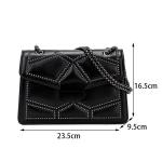 Yogodlns Vintage Rivet Chain Small Shoulder Bag, PU Leather Flap Crossbody, Fashion Square Designer Handbag.