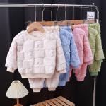 Children's Autumn/Winter Pajama Set – Korean Style, Boys & Girls, Plus Velvet, Warm Homewear.