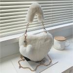 Faux Fur Heart-Shaped Handbag – Fluffy Plush Chain Shoulder Bag for Women