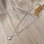 Fashion Cute Love Heart Shaped Pendant Necklace Pearl Chain Shiny Women 2023 Aesthetic Jewelry Choker Wedding Party Jewelry Gift