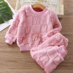 Children's Autumn/Winter Pajama Set – Korean Style, Boys & Girls, Plus Velvet, Warm Homewear.