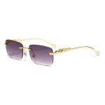 New Rimless Rectangle Leopard Head Sunglasses – Vintage Metal Frameless Tinted Shades for Men and Women.