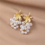 French Vintage Pearl Grape Tassel Earrings – Creative Luxury Fruit Design for Women, Elegant Fairy Style Jewelry.