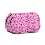 MINISO Barbie 2D Printed Schoolbag, Double-layer Flip-top Pen Bag, Kids' Stationery Box, Christmas Gift.