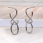 Vintage Metal Dangle Earrings, Irregular Geometric Punk Drop Jewelry.