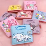 Hello Kitty, Cinnamoroll, My Melody, Kuromi, PU Casual Wallet with Buttons.