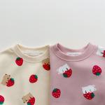 Baby Strawberry Set – Pullover Top & Cotton Sweatpants.