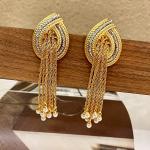 Fashion Simulated Pearl Tassel Earrings – Elegant Temperament Design for Women, Perfect Gift and Ear Accessories.