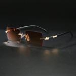 1pc Rimless Rectangle Sunglasses – Stylish Square Shades for Men and Women, Perfect for Beach and Vacation.
