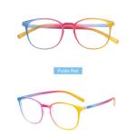 Colorful TR90 Full Rim Round Glasses Frame for Men and Women, Lightweight, Flexible, for Prescription Lenses.