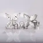 "Real Moissanite Earrings & Necklace - 925 Sterling Silver Plated 18K Gold Engagement Jewelry"